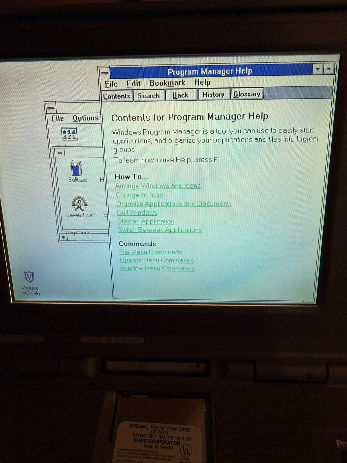 Vintage Sharp Notebook PC 8150 Used , Works Modem , Hard Drive PC Card Slot
