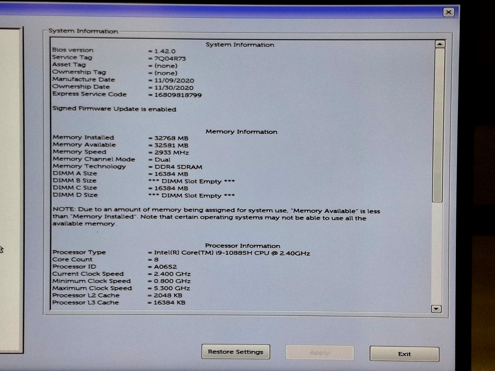 Dell Precision 7550 15.6″ UHD i9-10885H 2.4GHz 32GB 512GB RTX 3000 Win11 Pro