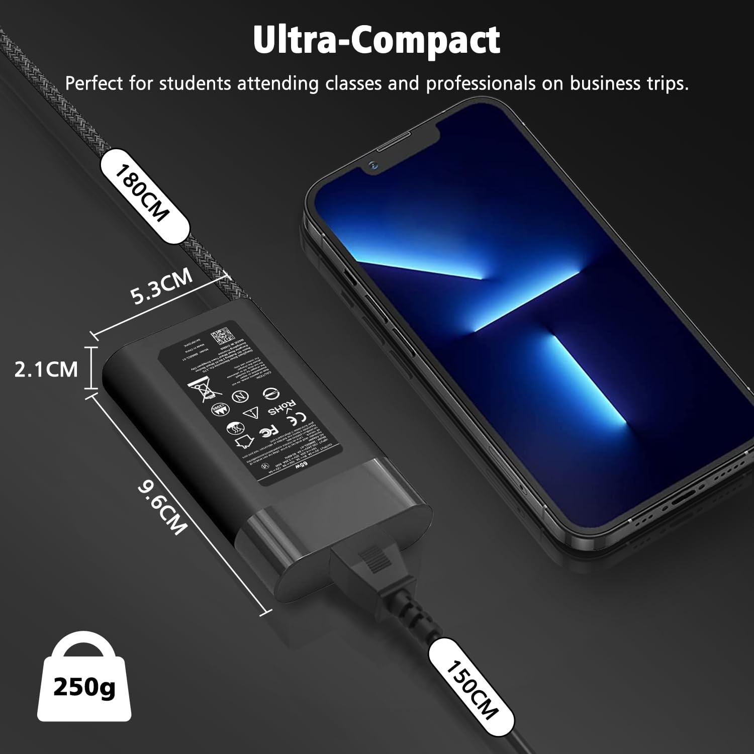 Skyvast 65W 45W USB C Charger Compatible with HP Laptop Fast Power Adapter, Chro