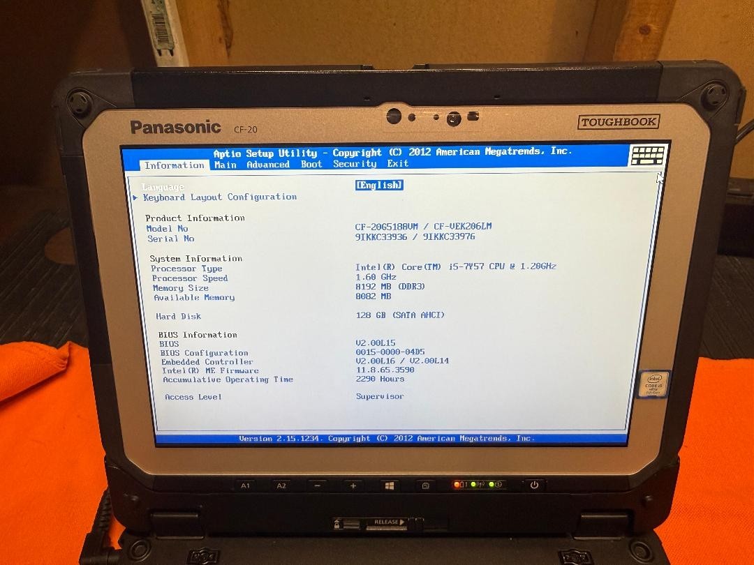 Panasonic ToughBook CF-20 10.1 WUXGA Touch MK2 i5-7Y57 1.2GHz 8GB 128GB SSD WWAN