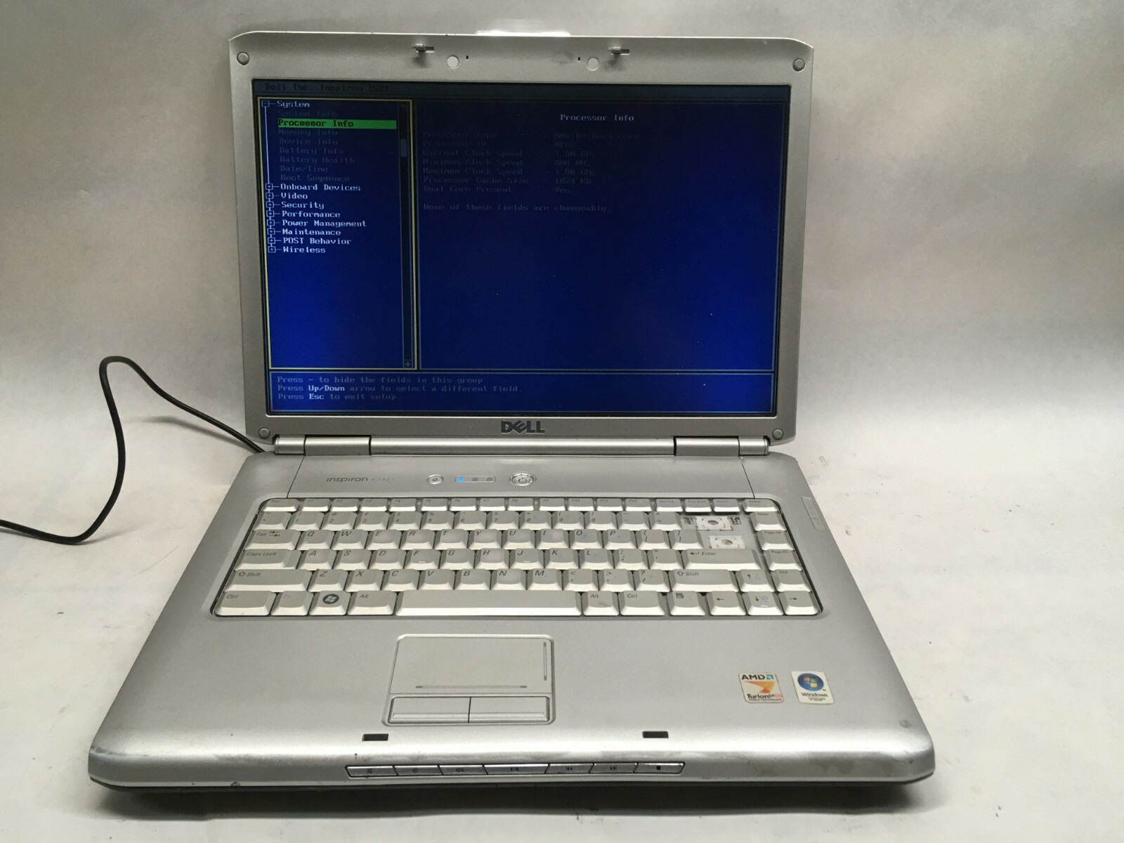 Dell Inspiron 1520 15″ Laptop AMD Turion 64 X2 NO RAM – UNEVEN BACKLIGHT – JJ
