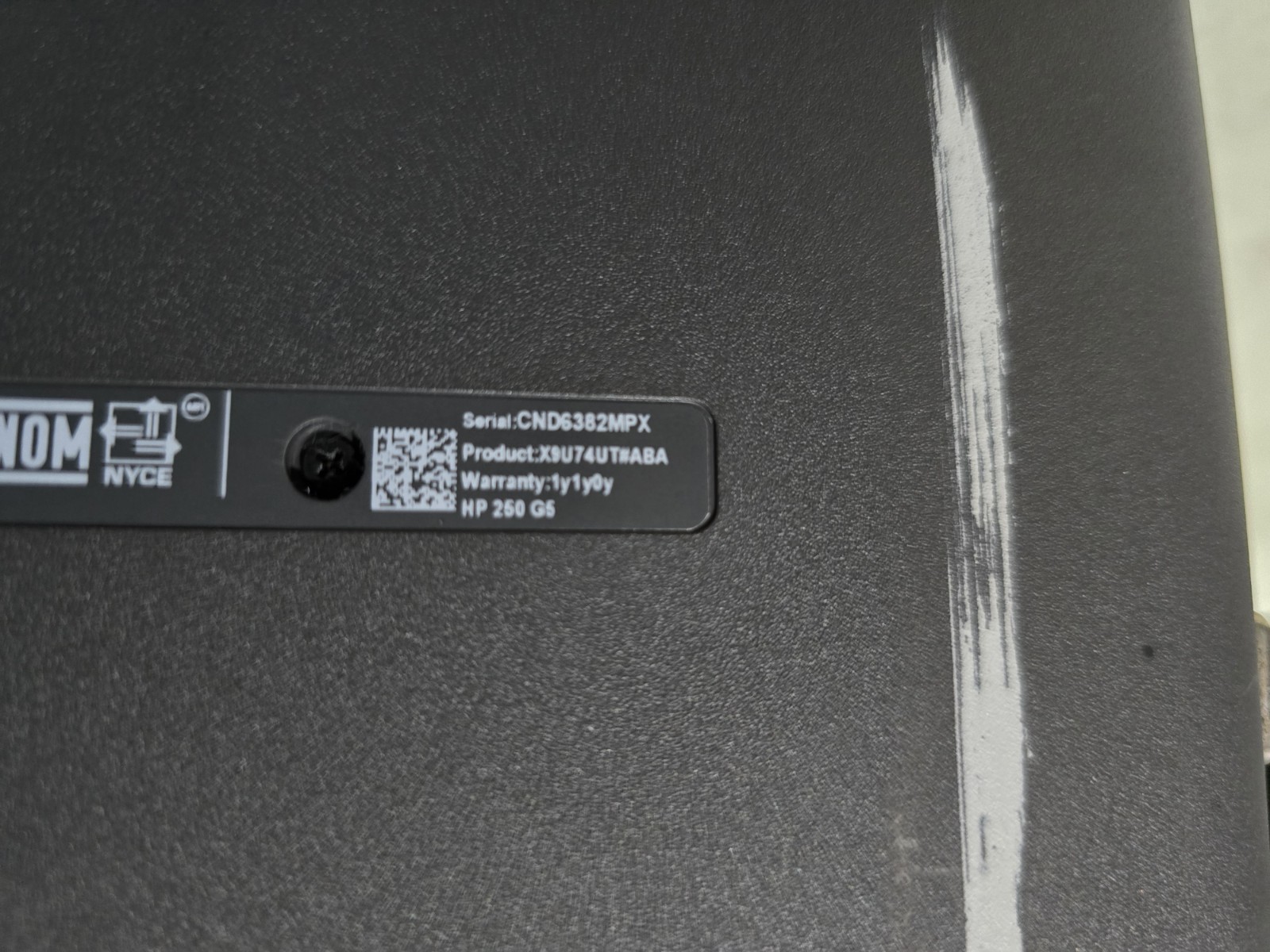 HP 250 G5 Laptop Computer 3165NGW Black Core i3 with Charger Built-in Webcam