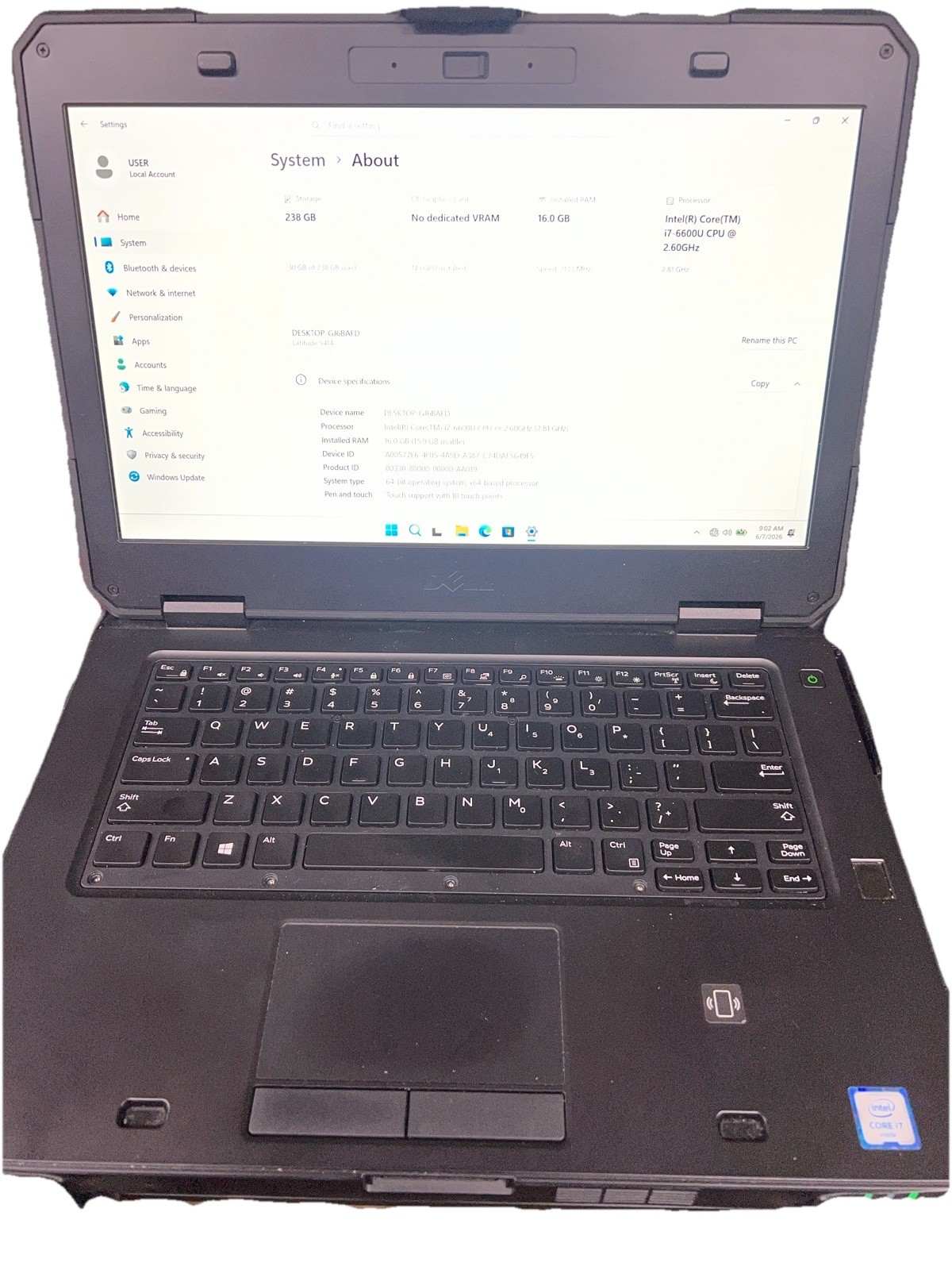 DELL Latitude 5414 Rugged 14″ Intel Core i7-6600U 16GB RAM 256GB SSD Win11