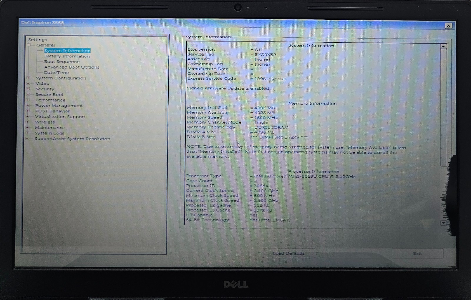 Dell Inspiron 3558 15.6″ Laptop Intel Core I3-5015U 4GB Ram NO HD/OS (FL)