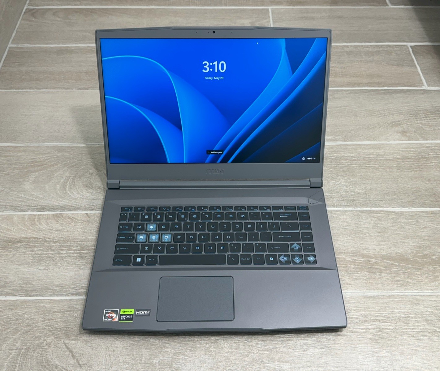 MSI Thin A15 15.6″ AMD Ryzen 5 7535HS GeForce RTX 3050 8GB RAM 512GB NVMe Win-11