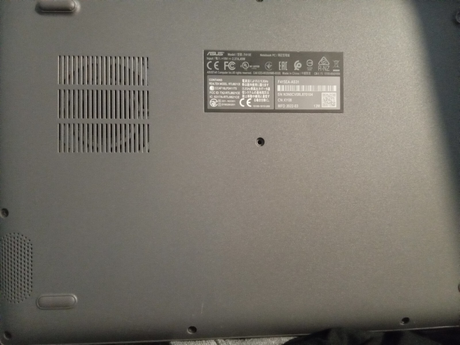 vivobook asus laptop x415ea color gray nice has fingerprint