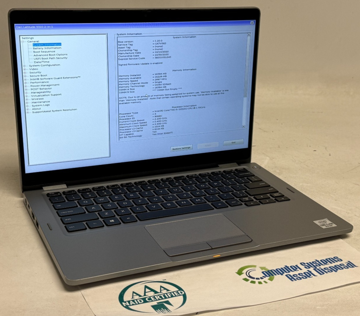 Dell Latitude 5310 2in1 13.3″ (i5-10310u – 16GB RAM – 256GB SSD – Win11Home)