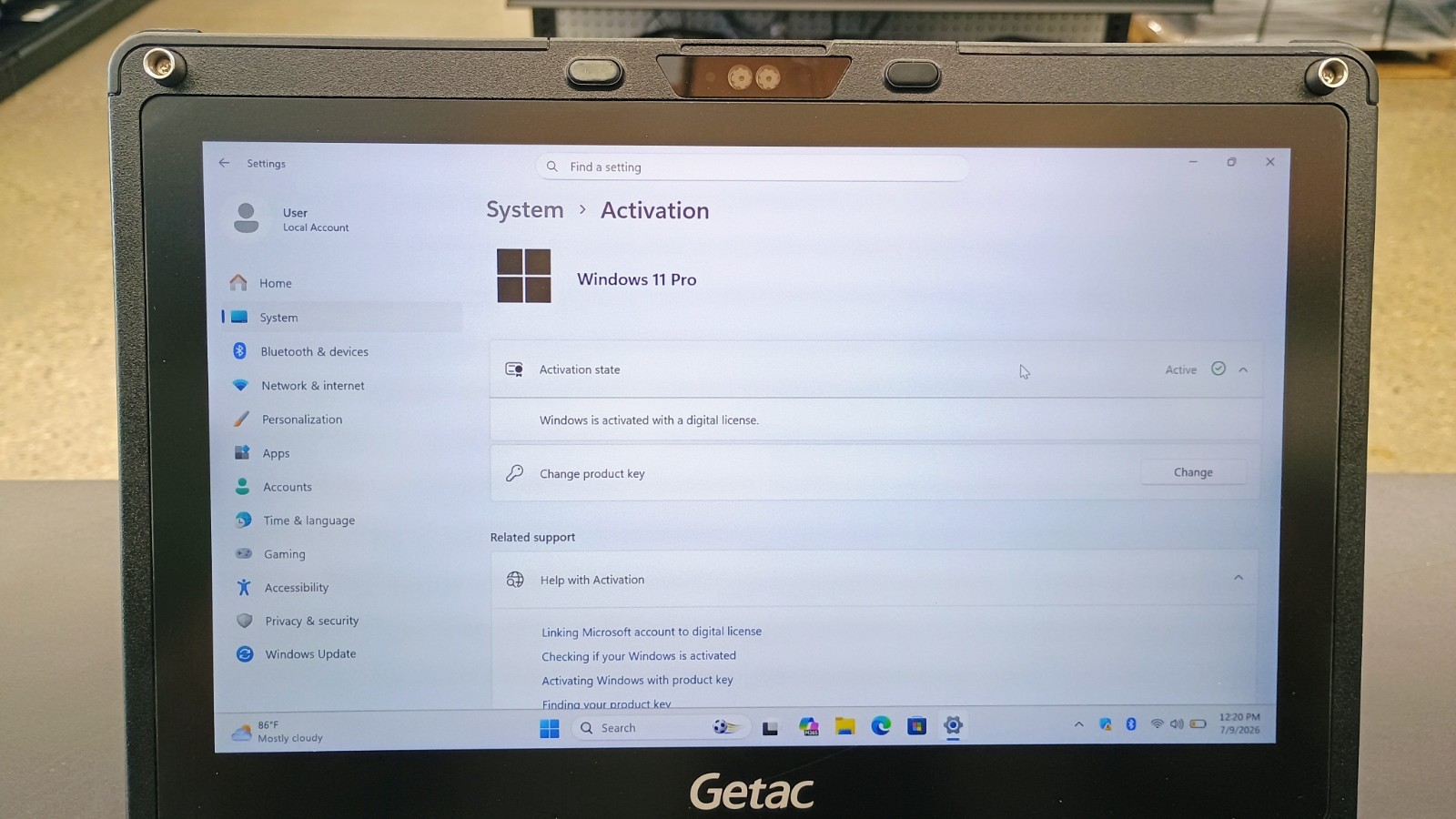 Getac V110G6 Quad Core i5-10210U 1.60GHz – 256GB SSD – 16GB – Win 11 Pro