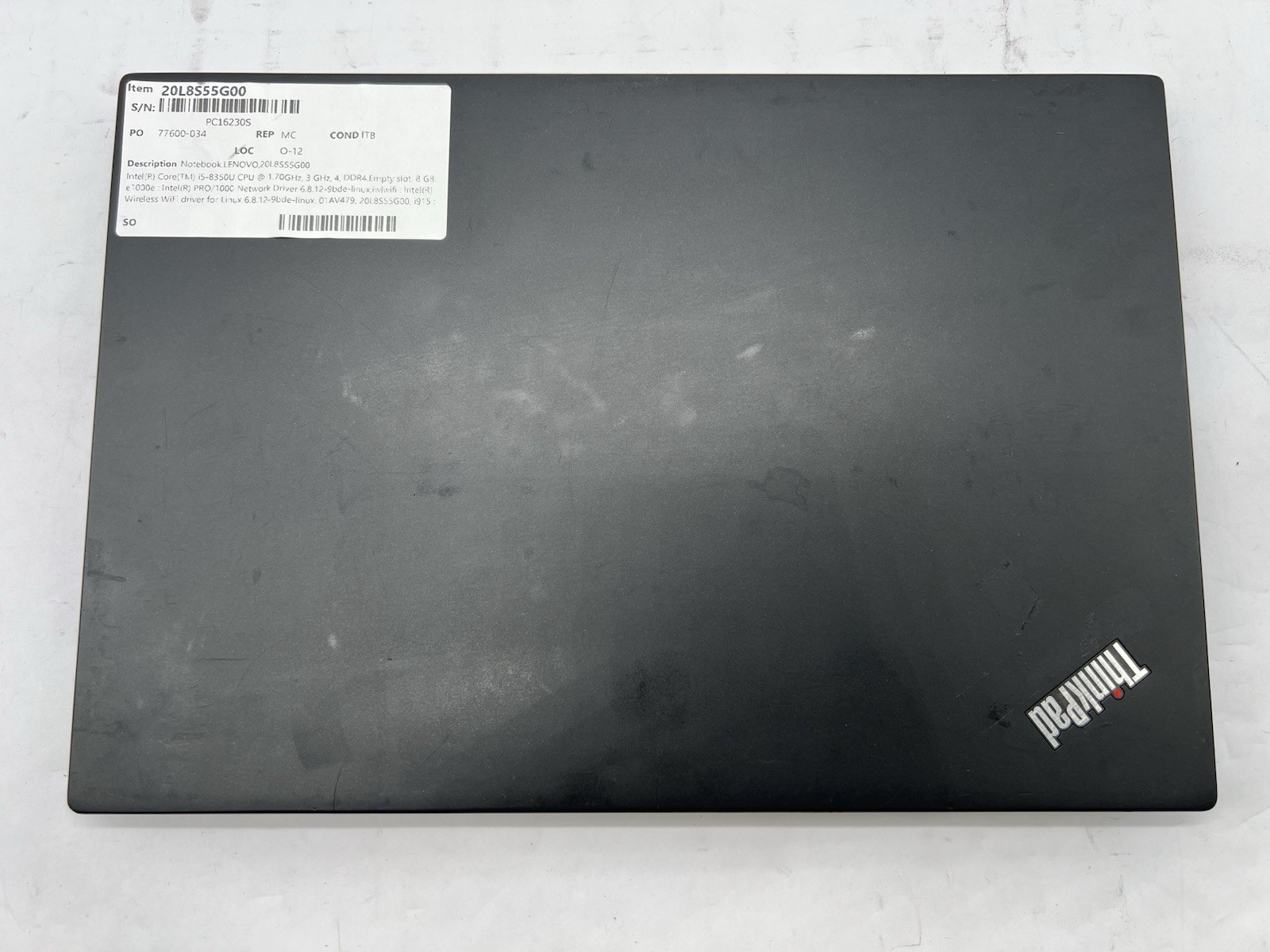Lenovo ThinkPad T480s, i5-8350U CPU, @ 1.70GHz, 8GB RAM-No HDD/OS/Charger