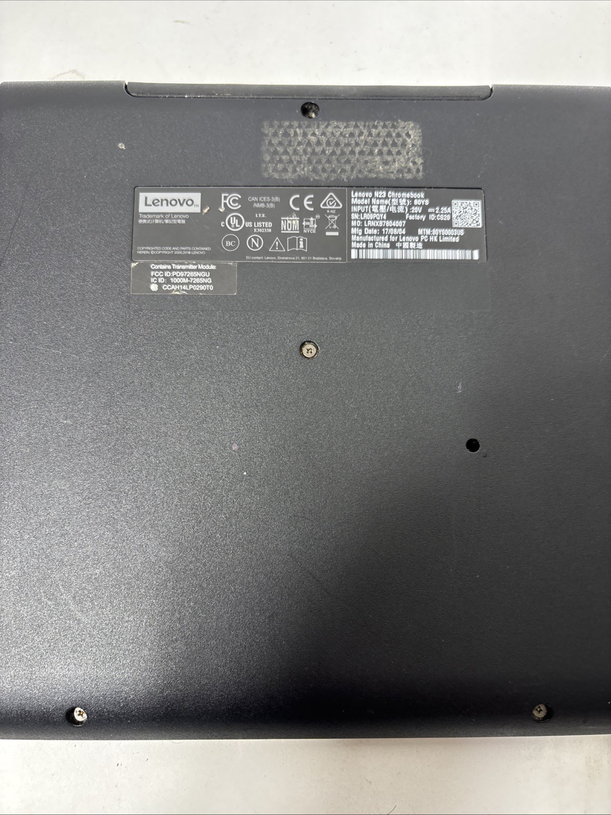 Lenovo N23 Chromebook Intel Celeron 1.60 GHz 4GB Ram 16GB SSD No Charger Works!