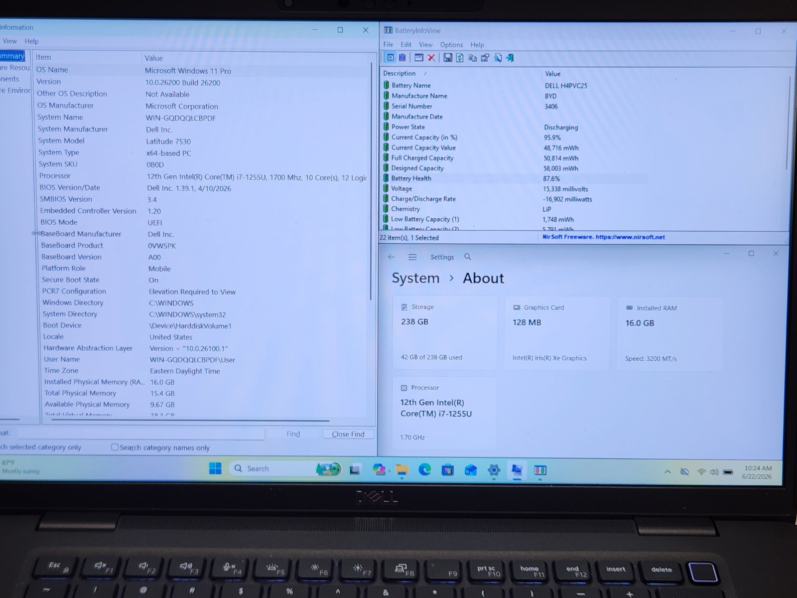 Dell Latitude 7530 FHD 15″ Laptop i7-1255U 1.7Ghz 16GB RAM 256GB SSD W11P + AC