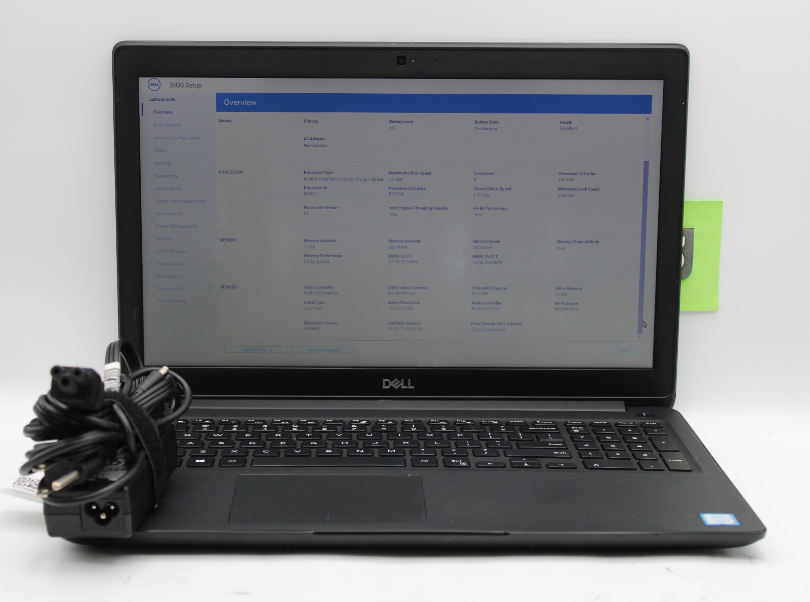 Dell Latitude 3500 i7-8565U @ 1.8 GHz 16GB RAM 256GB SSD No OS *READ