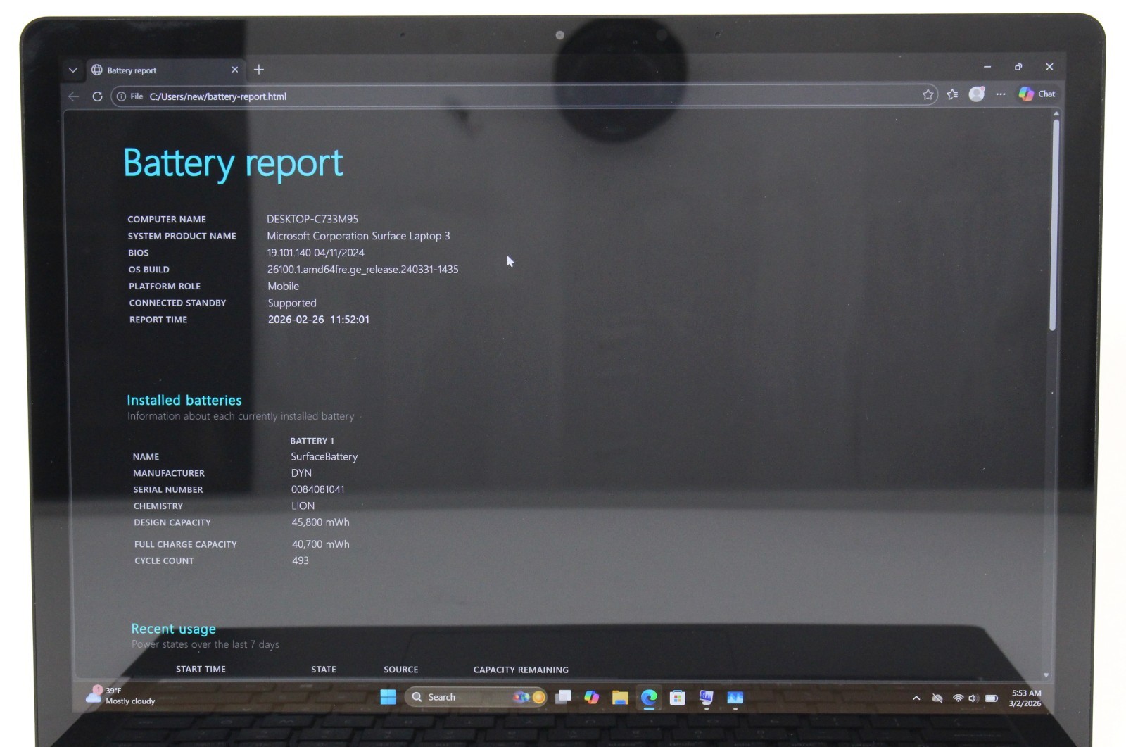 Microsoft Surface Laptop 3 13.5″ 256GB SSD 8GB RAM 1.2GHz i5-1035G7 ; 6175932