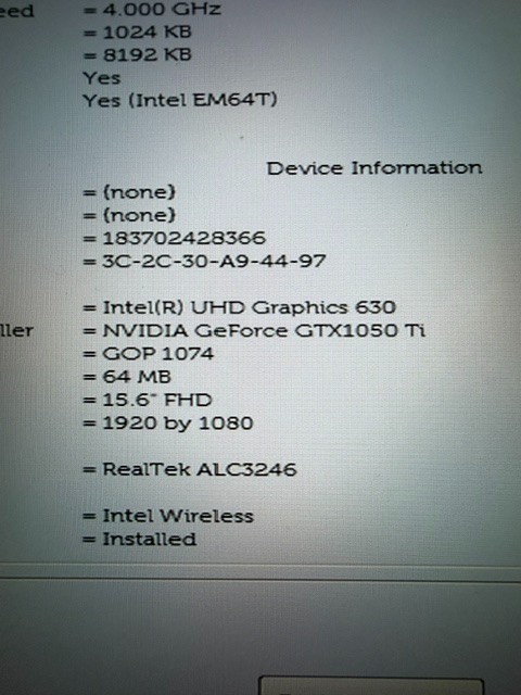 Dell G5 15 5587 Core i5-8300H 2.3GHz GTX 1050Ti 16GB RAM 256GB WIN 11-*AS_IS*
