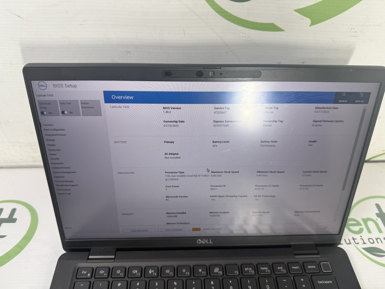 Dell Latitude 7420 14″ i5-1145G7 2.6GHz 16GB DDR4 256GB W11 Pro Laptop – READ