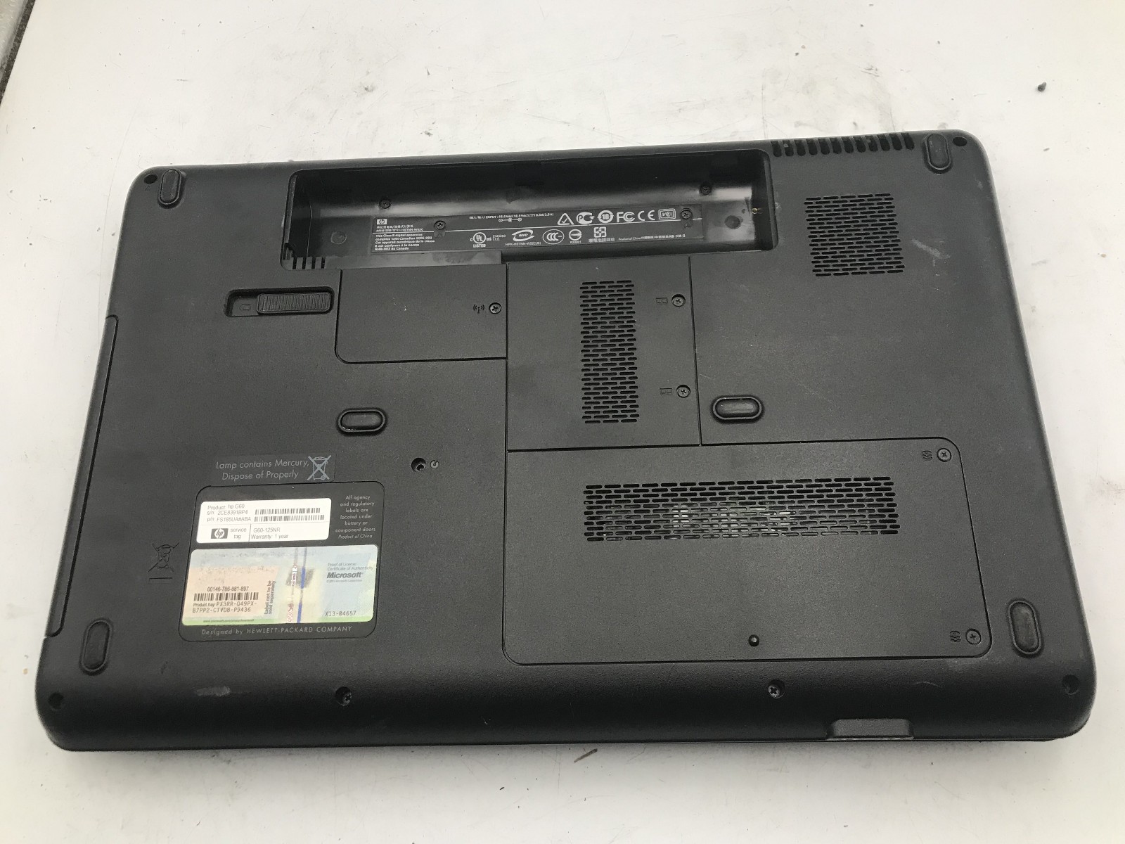 HP G60 125NR – BOOTS TO BIOS – AMD TURION DUAL CORE – 3GB RAM – READ -BB
