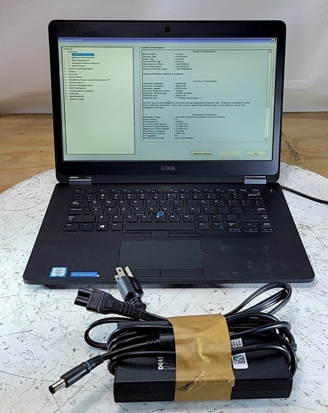 DELL LATITUDE E7470 Laptop Intel I5-6300U 8GB 180GB