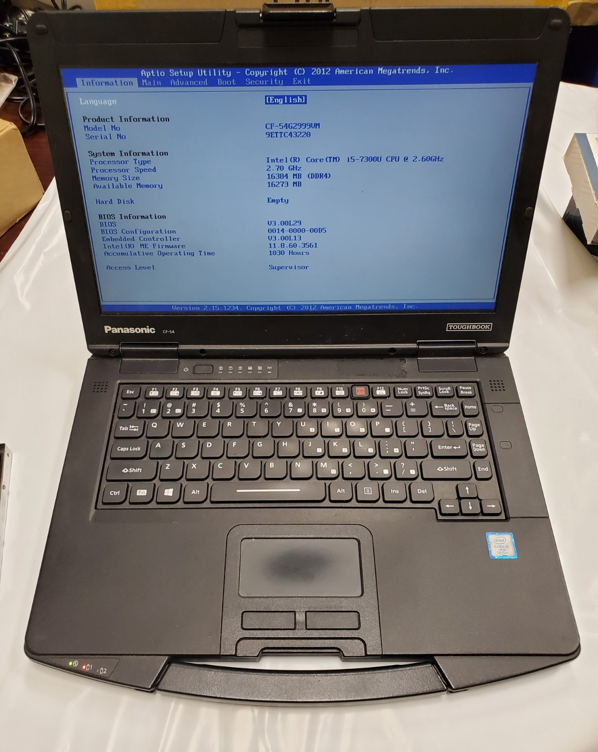 Panasonic Toughbook CF-54 Core i5-7300U 2.60GHz 16GB No HDD