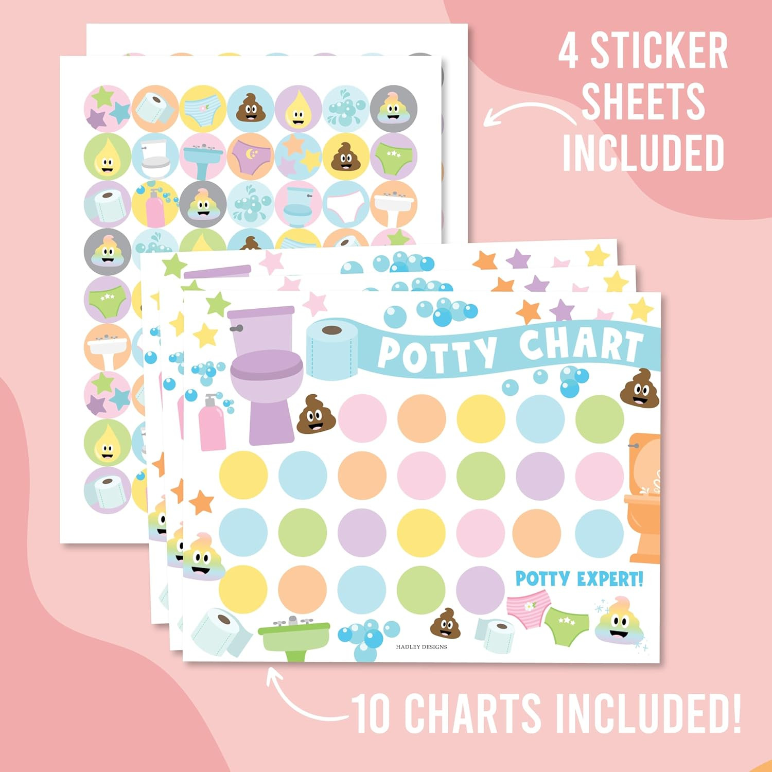 Potty Training Chart for Toddlers Boys -10 Sticker Potty Chart for Toddlers Girl