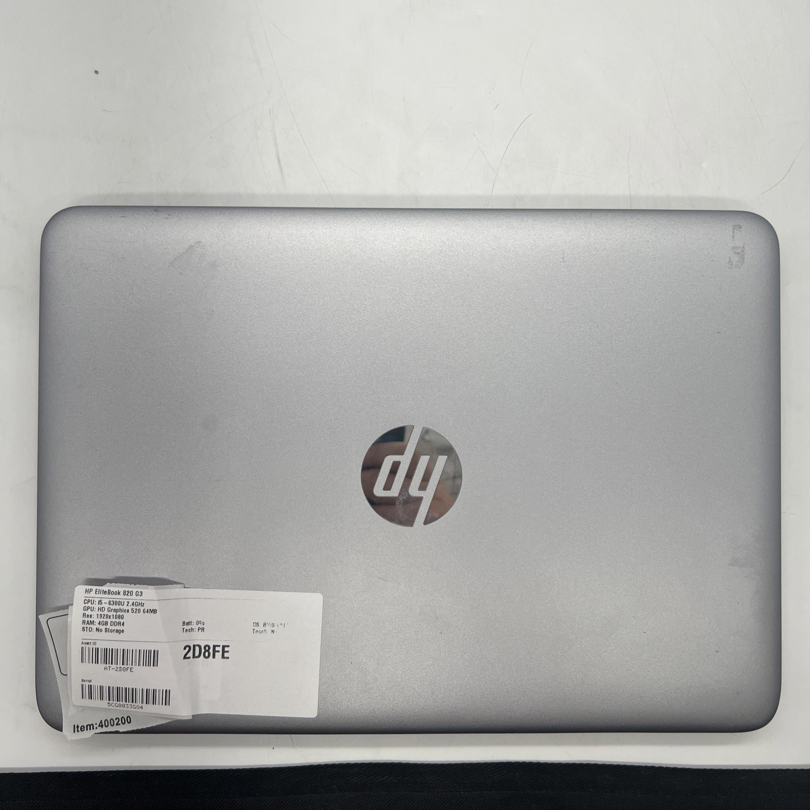 HP EliteBook 820 G3 i5 6300U 2.4GHz 4GB RAM No Drive BIOS ONLY Bad Battery