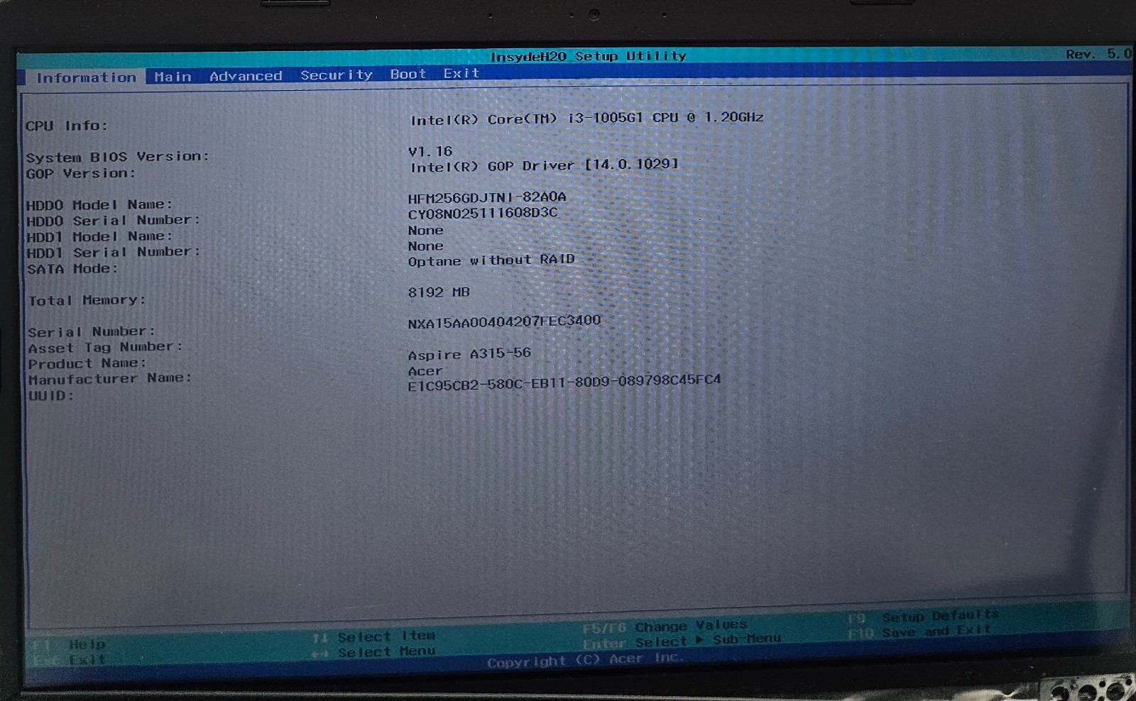 Acer Aspire 3 A315-56-36RX Laptop Intel Core i3-1005G1 8GB Ram 256GB NO OS (FL)