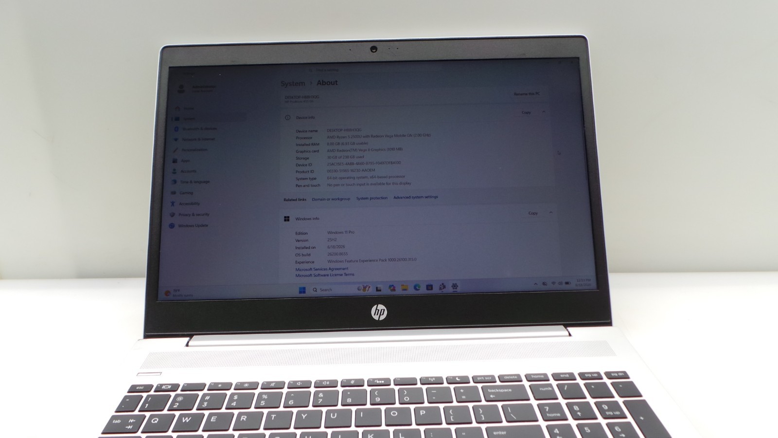 HP ProBook 455 G6 | 15.6″ | AMD Ryzen 5 2500U | 8GB RAM 256GB NVMe | WIN 11 PRO