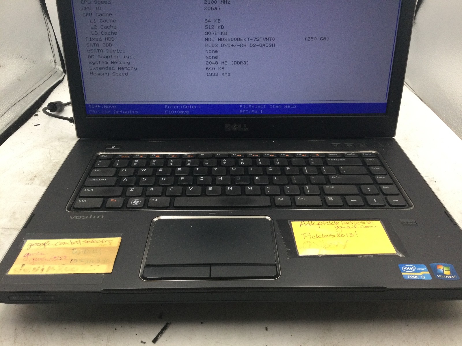 DELL VOSTRO 3550 – BOOTS TO BIOS – INTEL I3 2310M – 3GB RAM – 15″ – READ DESC-BB