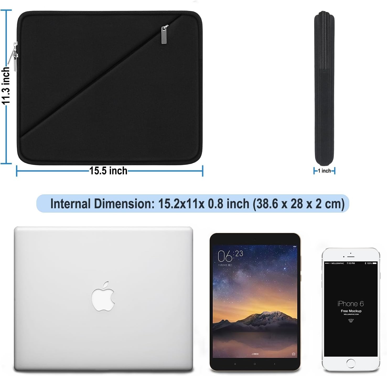 15.6 Inch Shockproof Laptop Sleeve for Apple Notebooks and Other Compatible Lapt