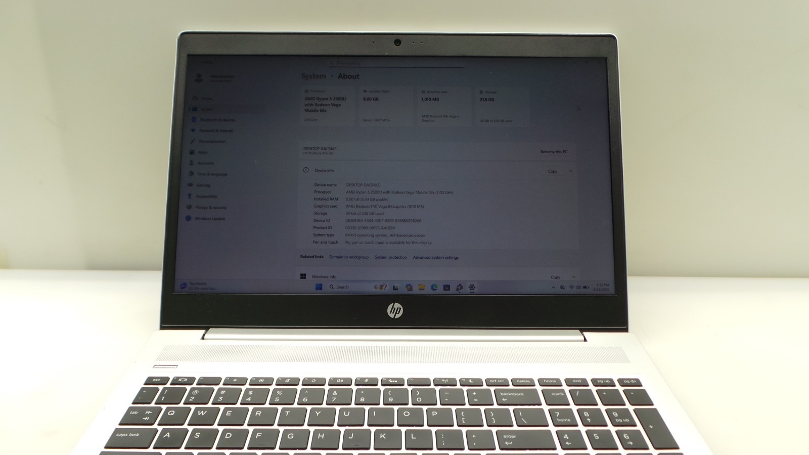 HP ProBook 455 G6 | 15.6″ | AMD Ryzen 5 2500U | 8GB RAM 256GB NVMe | WIN 11 PRO