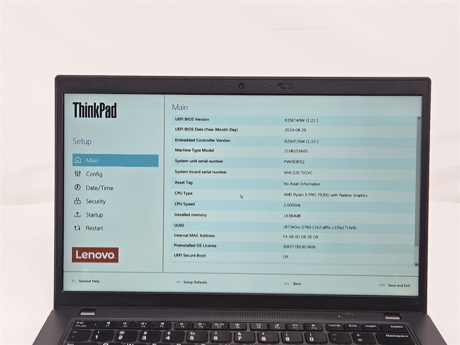 ThinkPad L14 Gen 4 AMD Ryzen 5 PRO 7530U 256GB SSD 16GB RAM Lenovo 14″