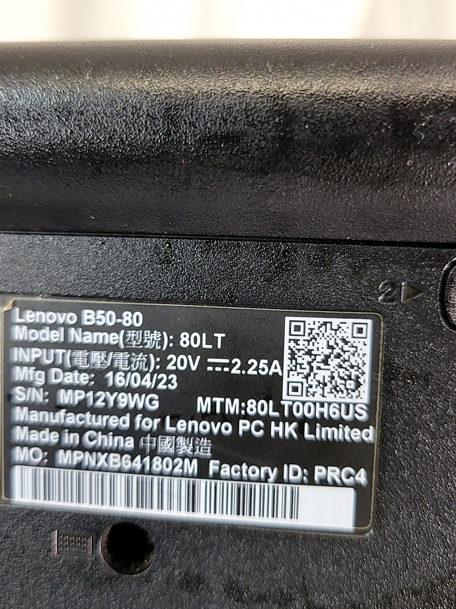 LENOVO B50-80 80LT PC Laptop CORE I3-4005U 4GB 500GB SEE NOTES
