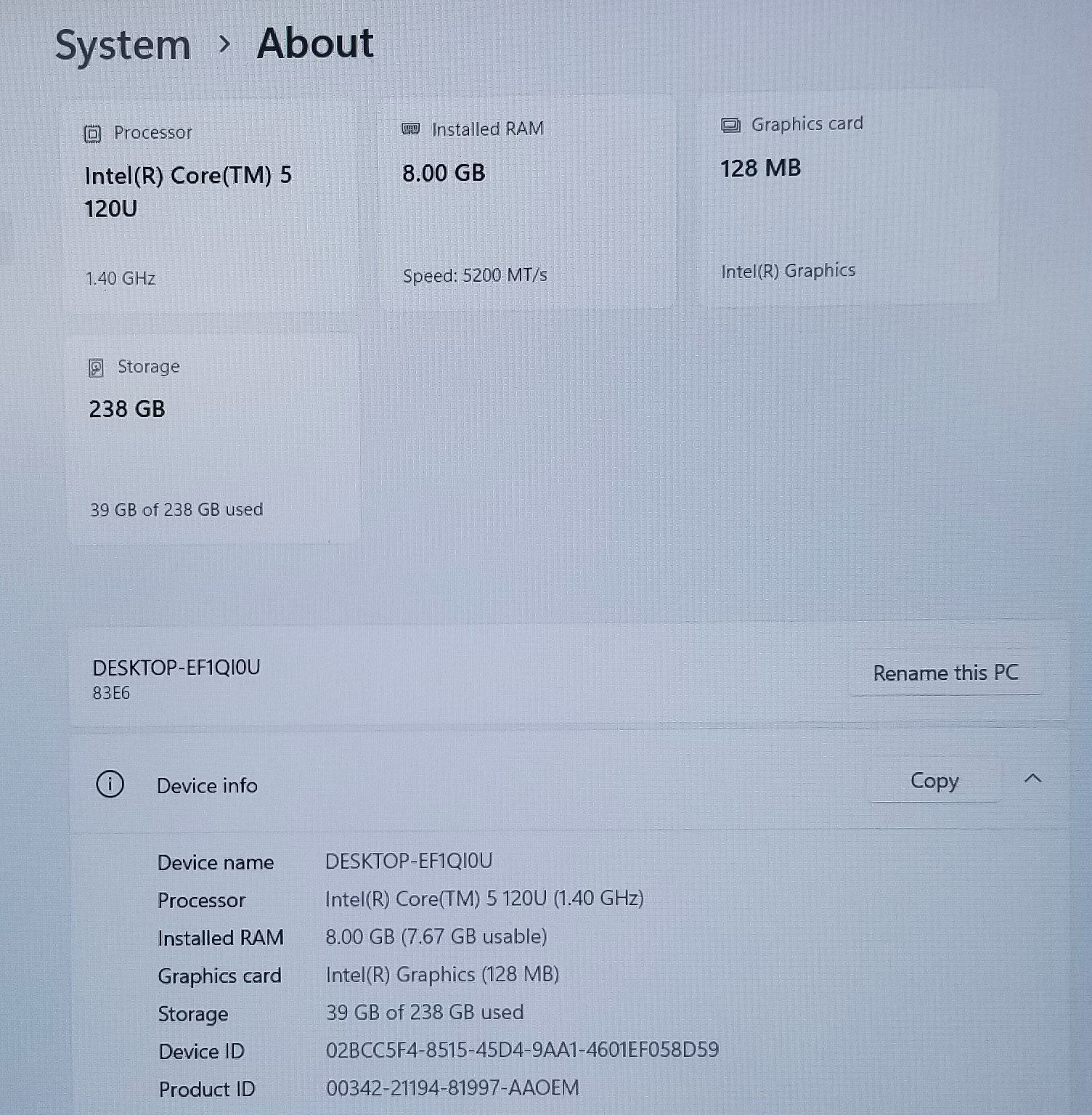 Lenovo IdeaPad Slim 15.6 In 15IRU9 i5-120U, 8GB Memory, 256GB