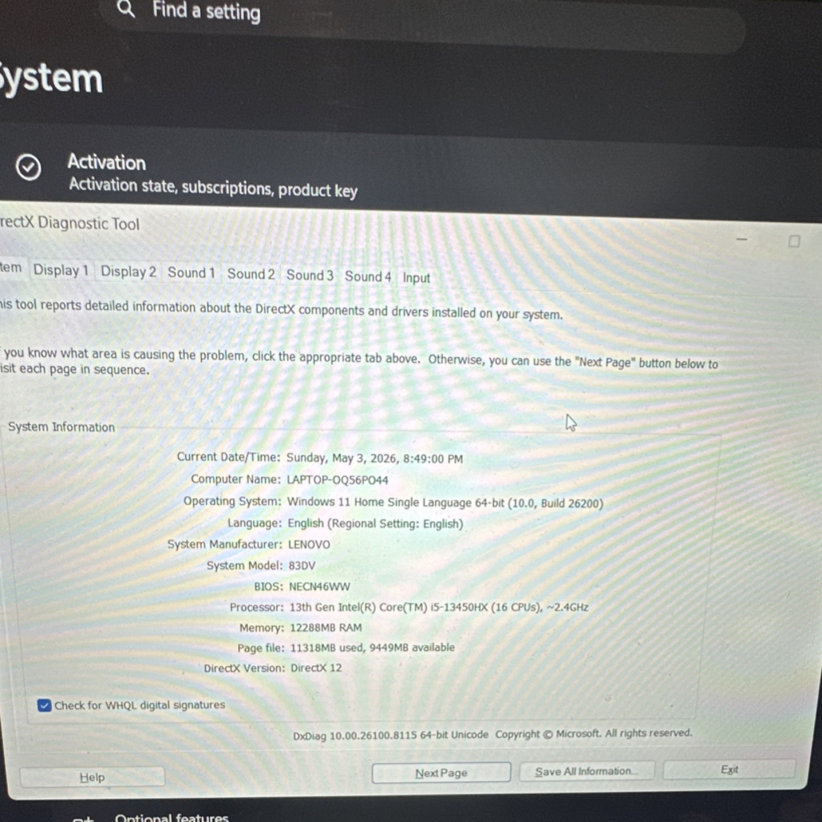 Lenovo LOQ Gaming Laptop Intel i5-13450HX RTX 3050 12GB RAM 512GB SSD Win11