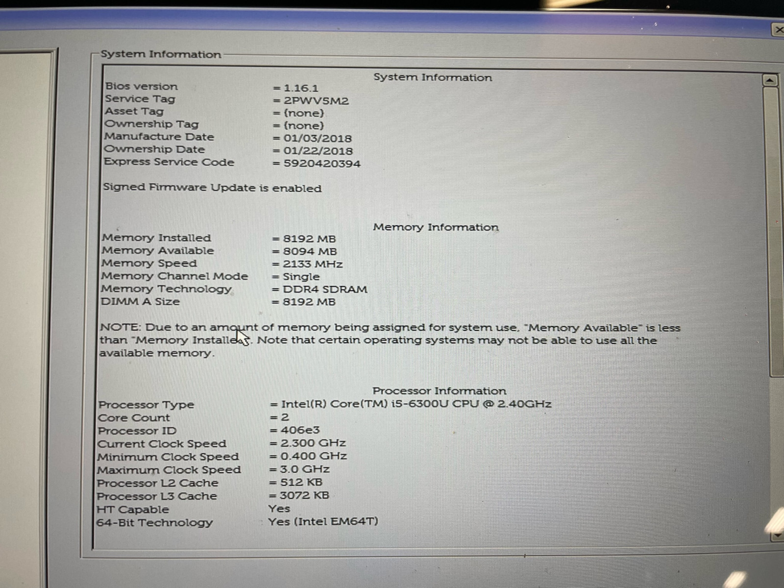 Dell Latitude 7280 12″ i5-6300U 2.4GHz 8GB RAM NO SSD NO BATTERY NO CHARGER