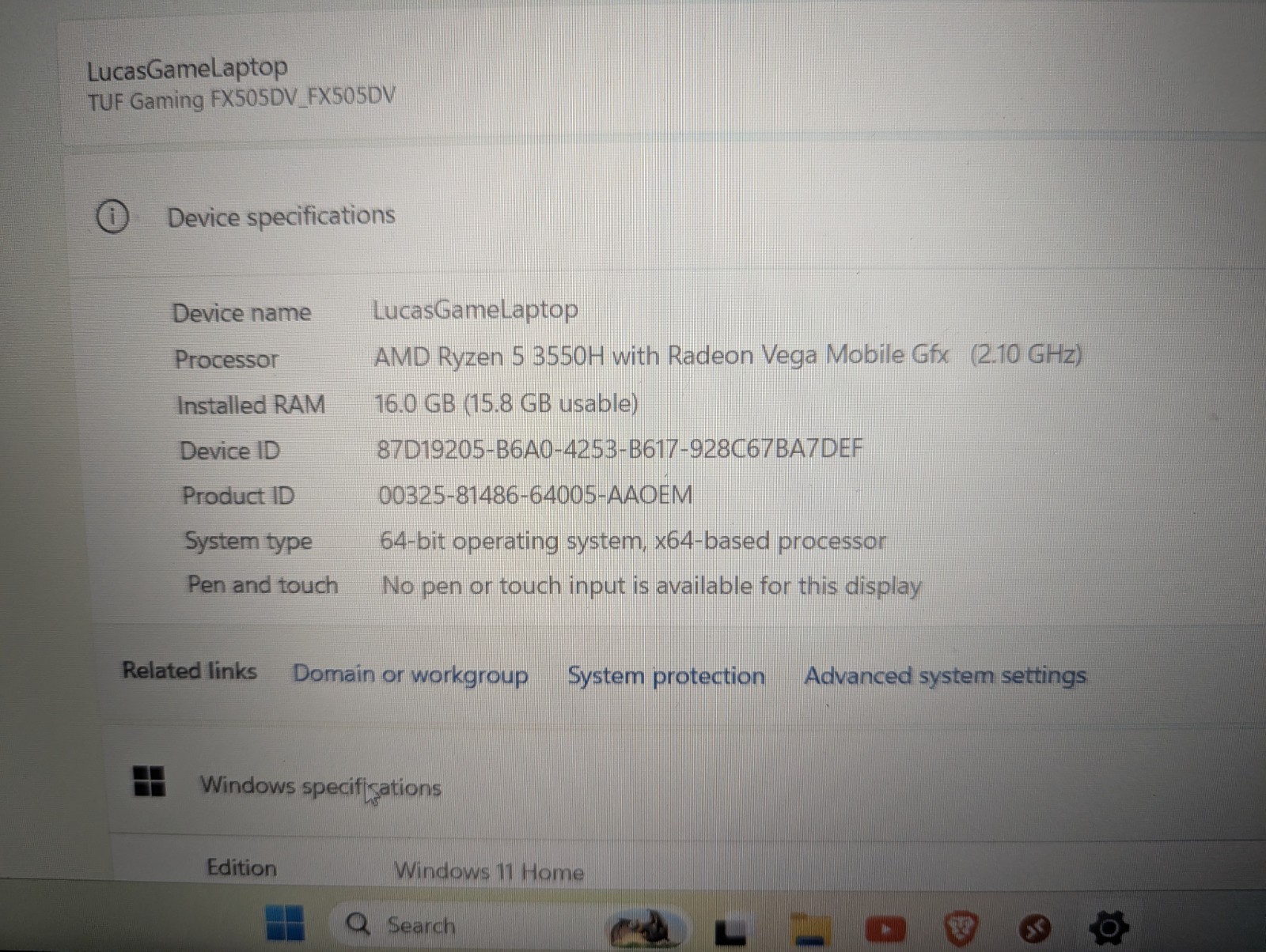 ASUS TUF Gaming FX505DV 15.6” Gaming Laptop – Ryzen 5, RTX 2060, 16GB RAM, 512GB