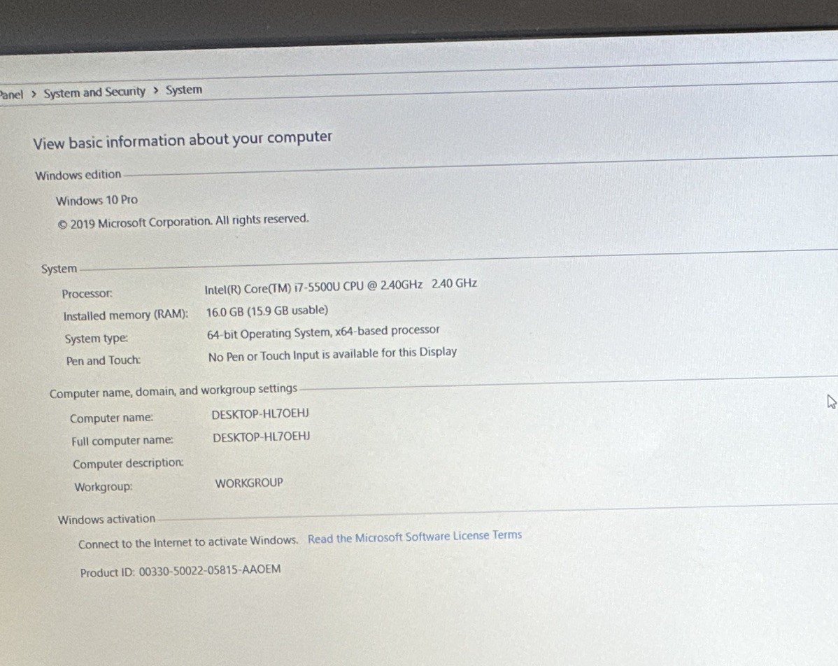 LenovoThinkPadW550s 15.6in i7-5500U 2.40GHz 16GBAM 120GB SSD 500GB HDD NO CHRGR