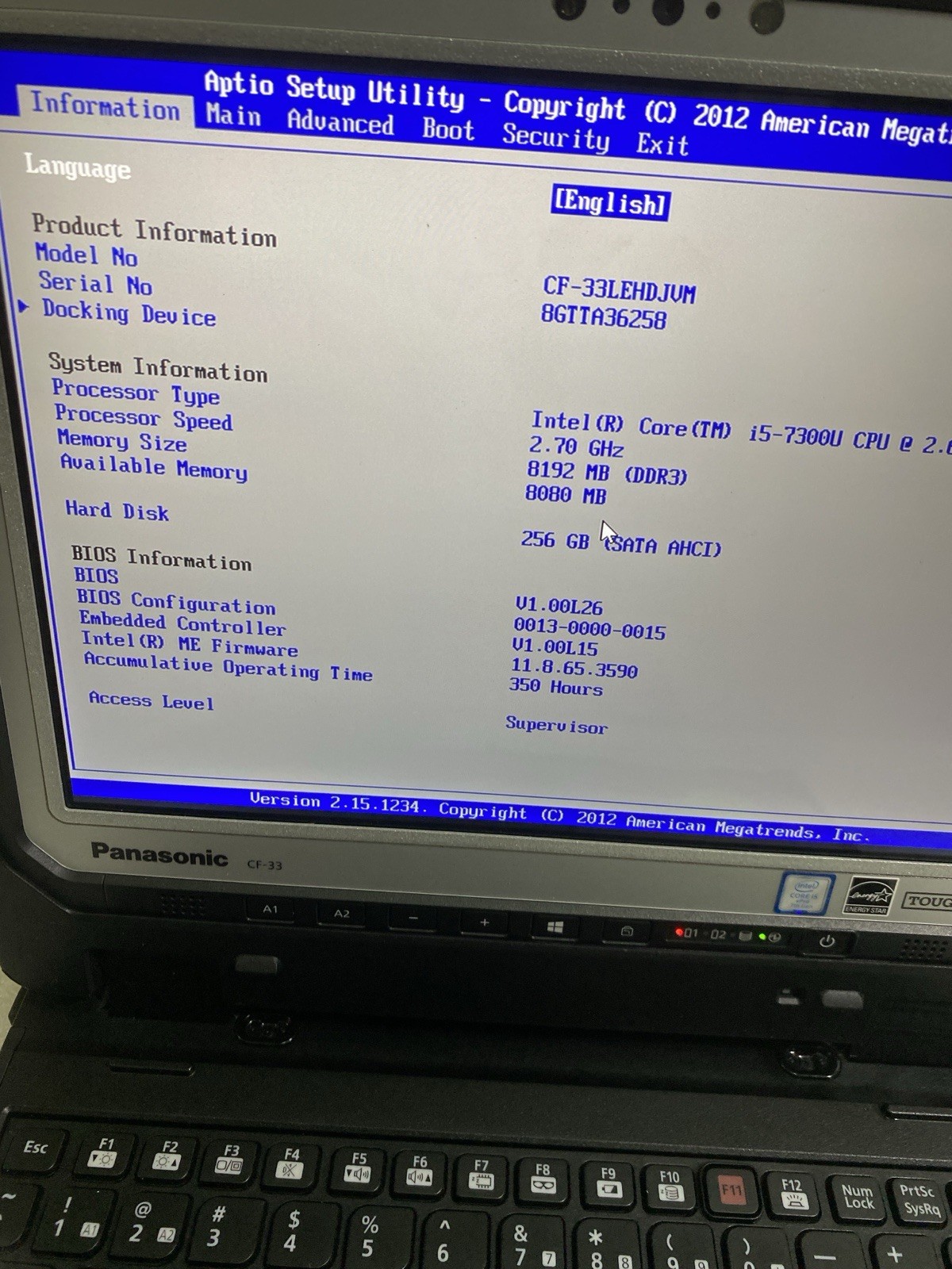 Panasonic Toughbook CF-33 i5-7300U 8GB RAM 256GB SSD 4G LTE Low 350 Hrs _#5