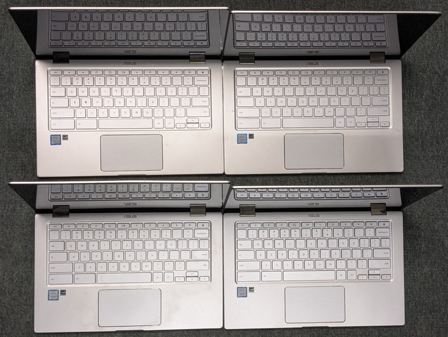 Lot of 12 Asus Chromebook C434T & C433T Intel M3-8100y 4/8GB RAM 64GB SOLD AS-IS