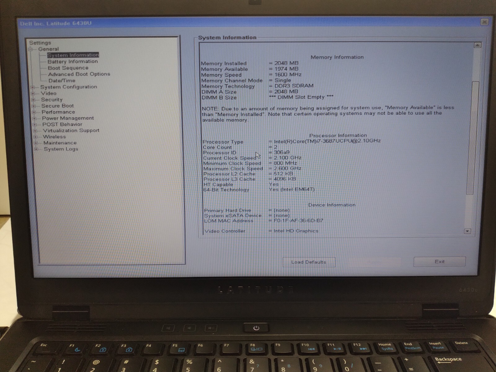 Dell Latitude 6430U w/i7-3687U, 2GB RAM Laptop for Parts/Repair *READ #0100