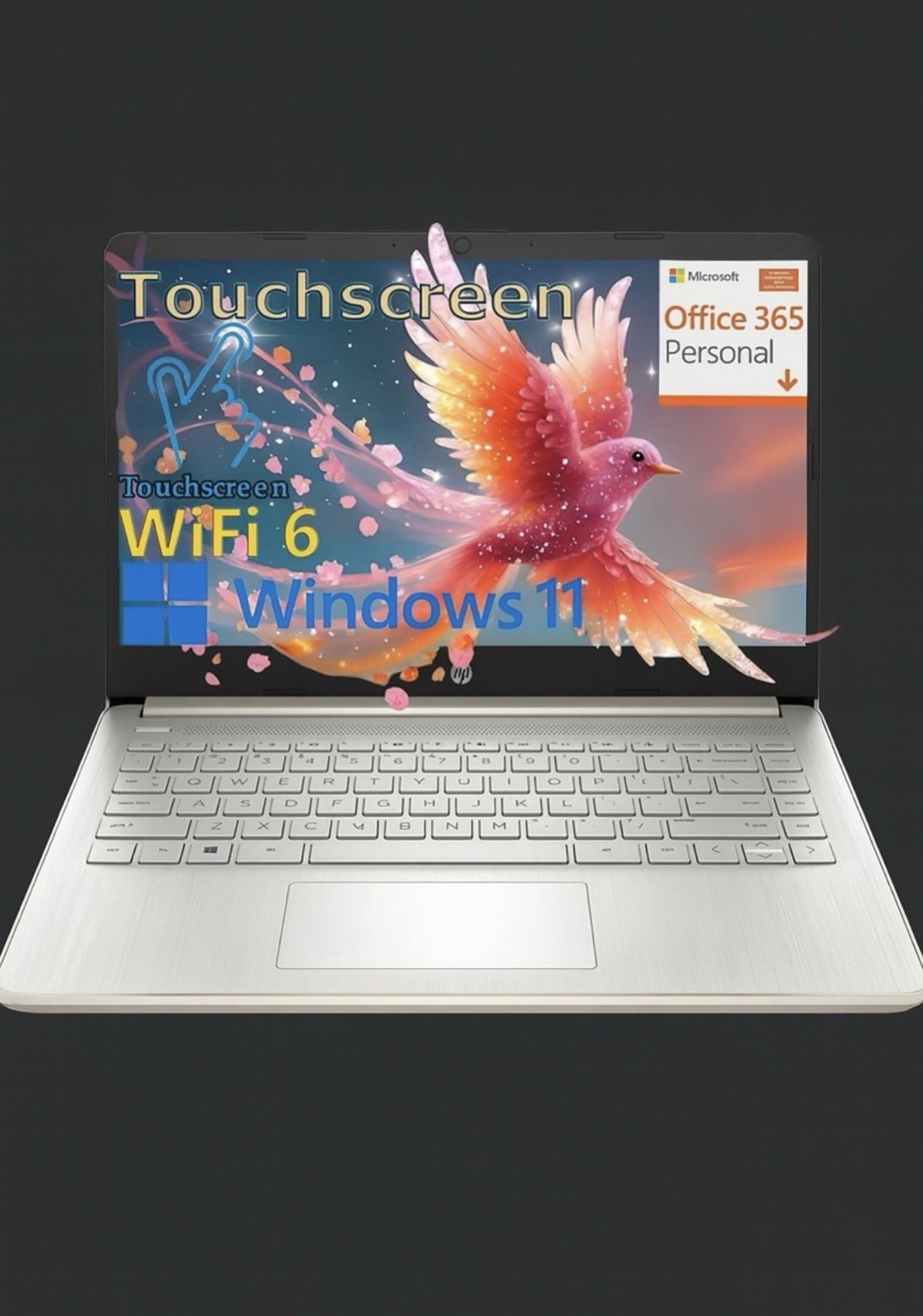 HP 14” Touchscreen Laptop Computer for Home Student Study, 1-Year Office 365,