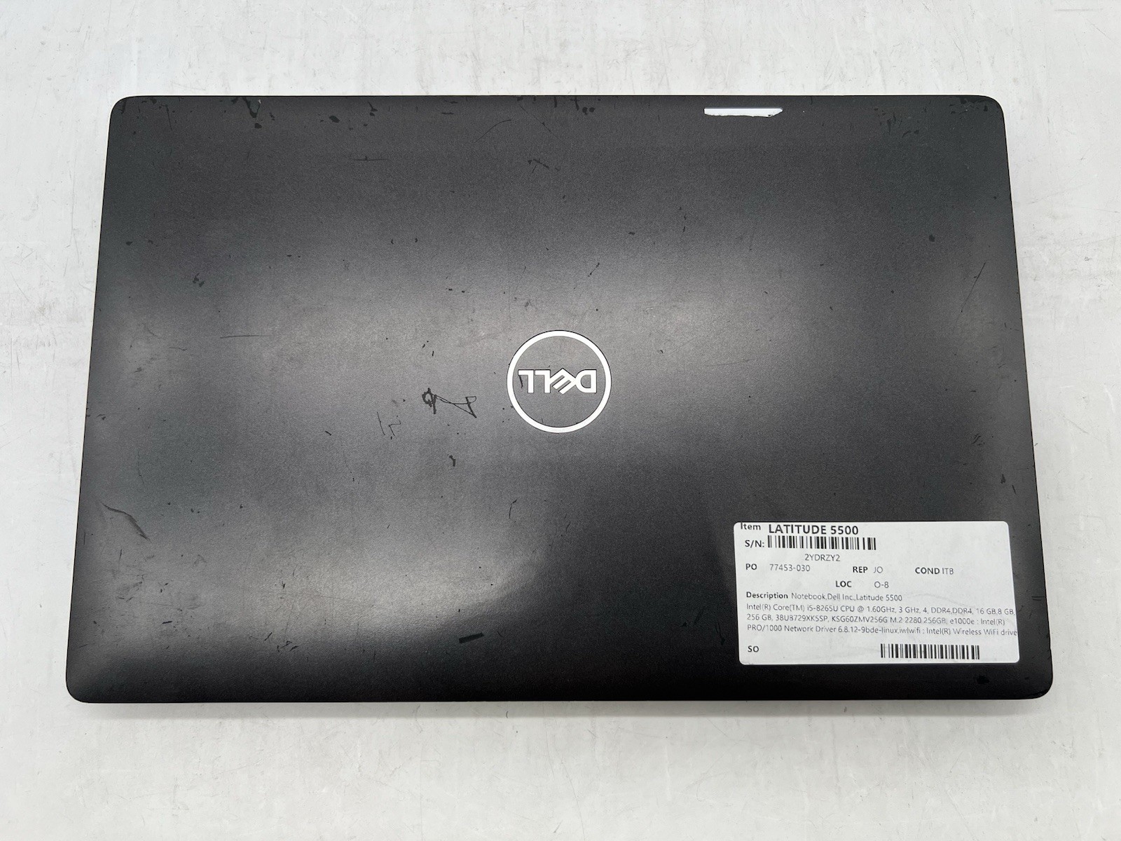 Dell Latitude 5500, i5-8265U, @1.60GHz, 24GB RAM, 256GB SSD, No OS , w/Charger