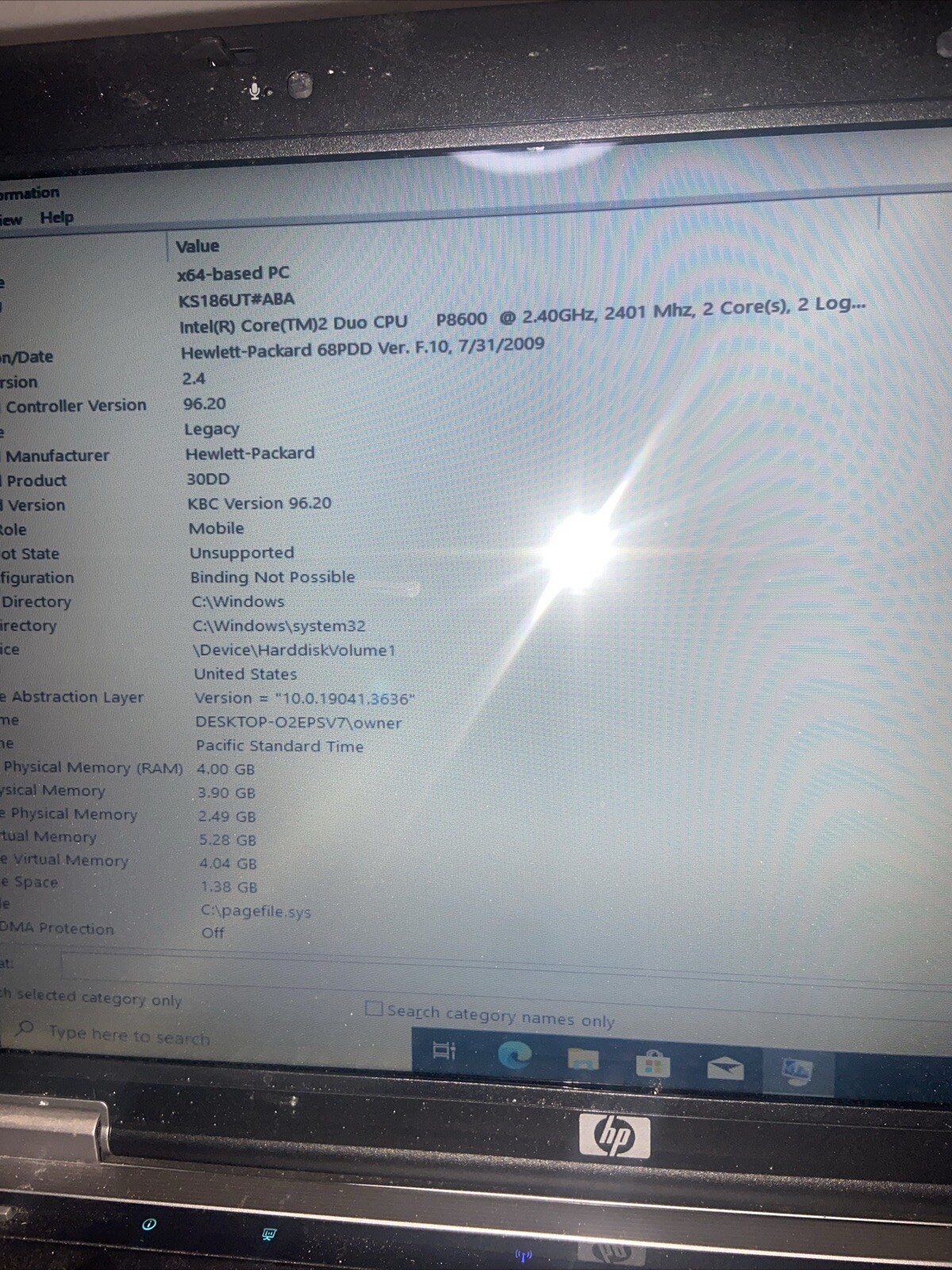 HP Compaq 6530b 14″ Laptop C2D P8600 2.4GHz 4GB RAM 320 HDD Win10 BAD BATTERY