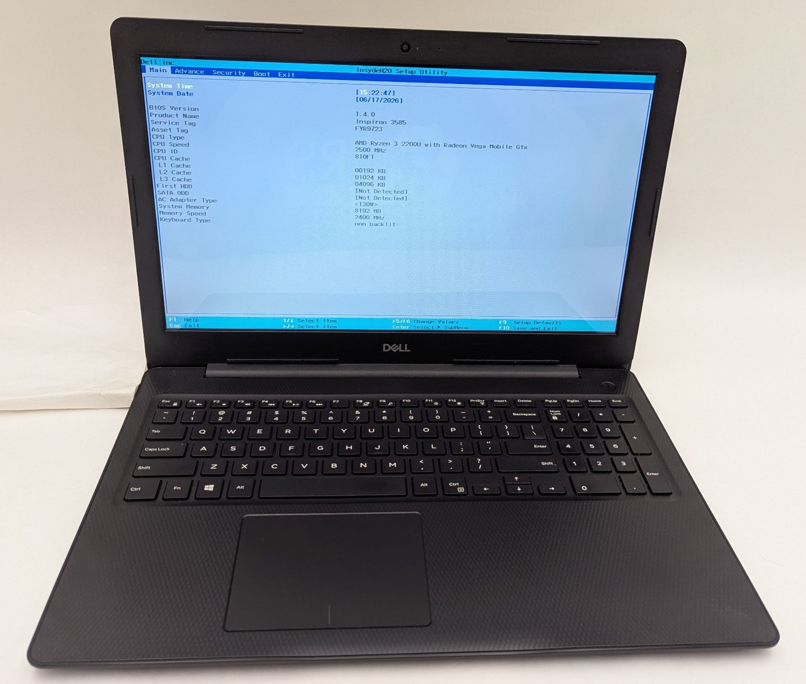 Incomplete Dell Inspiron 3585 15.6″ Touch Laptop Ryzen 3 2200U 2.50GHz 8GB RAM