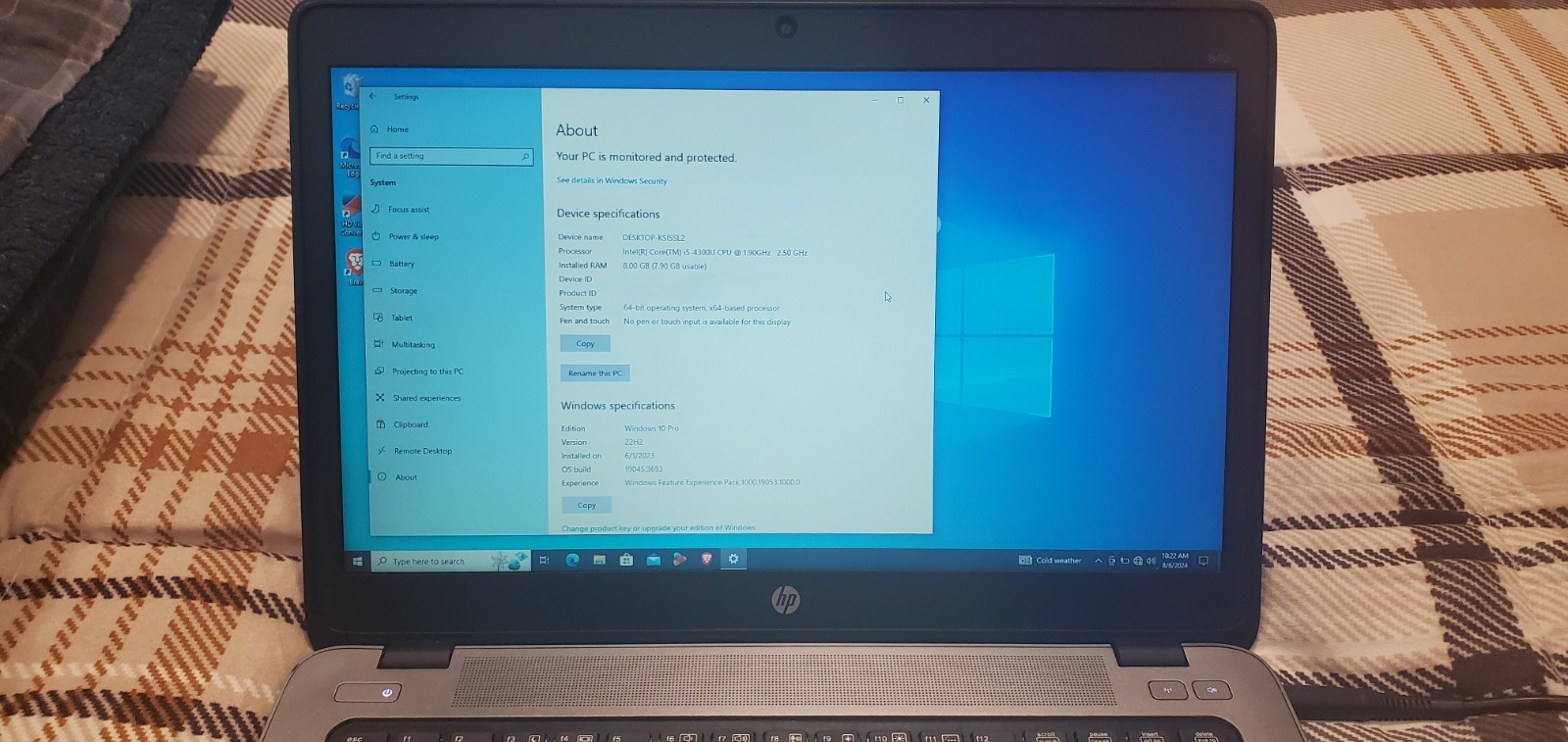 HP EliteBook 840 G1 Laptop Intel i5 14″ computer 239gb ssd 8gb ram