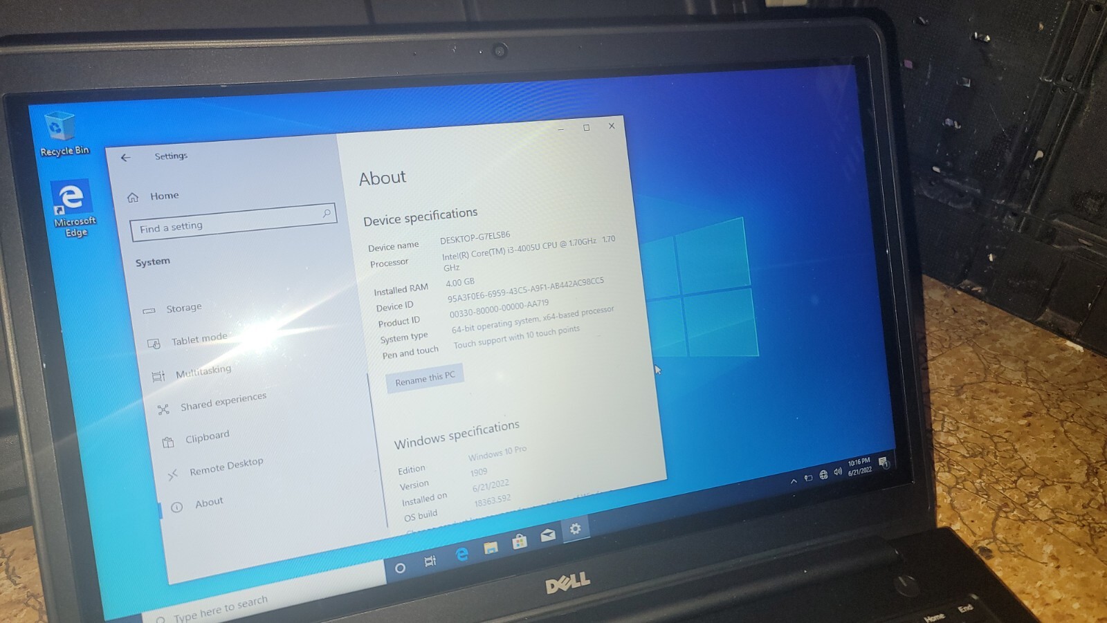 Dell Latitude 3550 (128GB SSD,Intel i3 1.70GHz,4GB) Touchscreen Laptop Win10 Pro