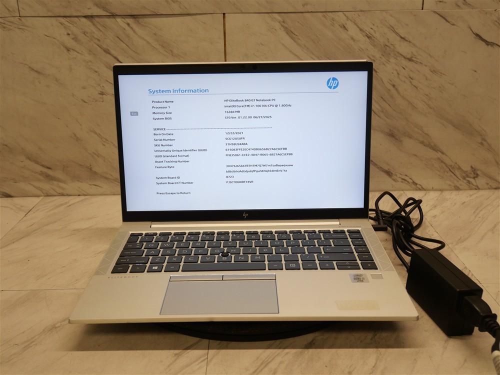 HP ELITEBOOK 840 G7 14″ Laptop i7-10610 16GB DDR4 1920 X 1080 w/ AC Adapter!