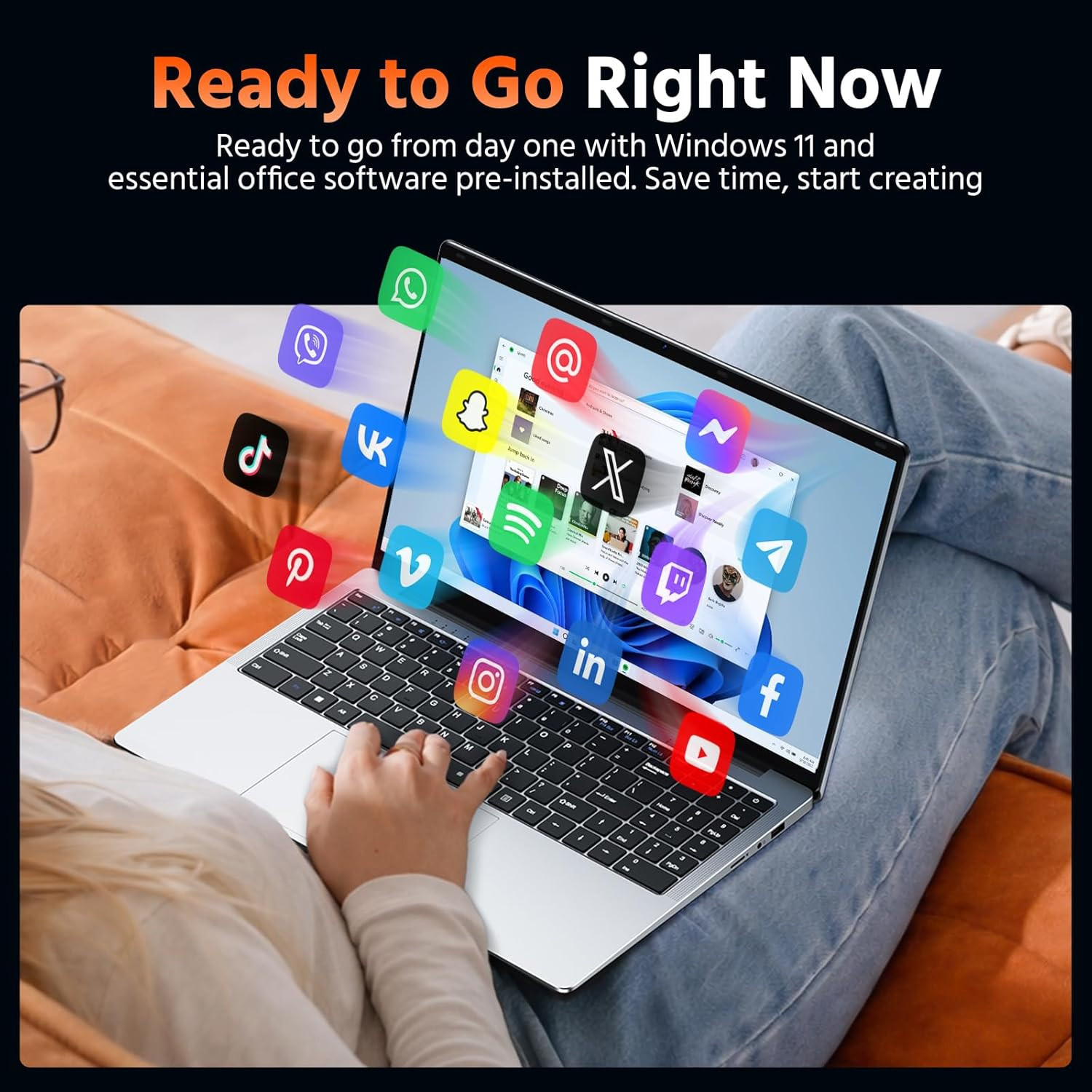15.6″ Laptop Computer Win 11 Office Suite FHD IPS Srgb Notebook 2.4G&5G Wifi BT
