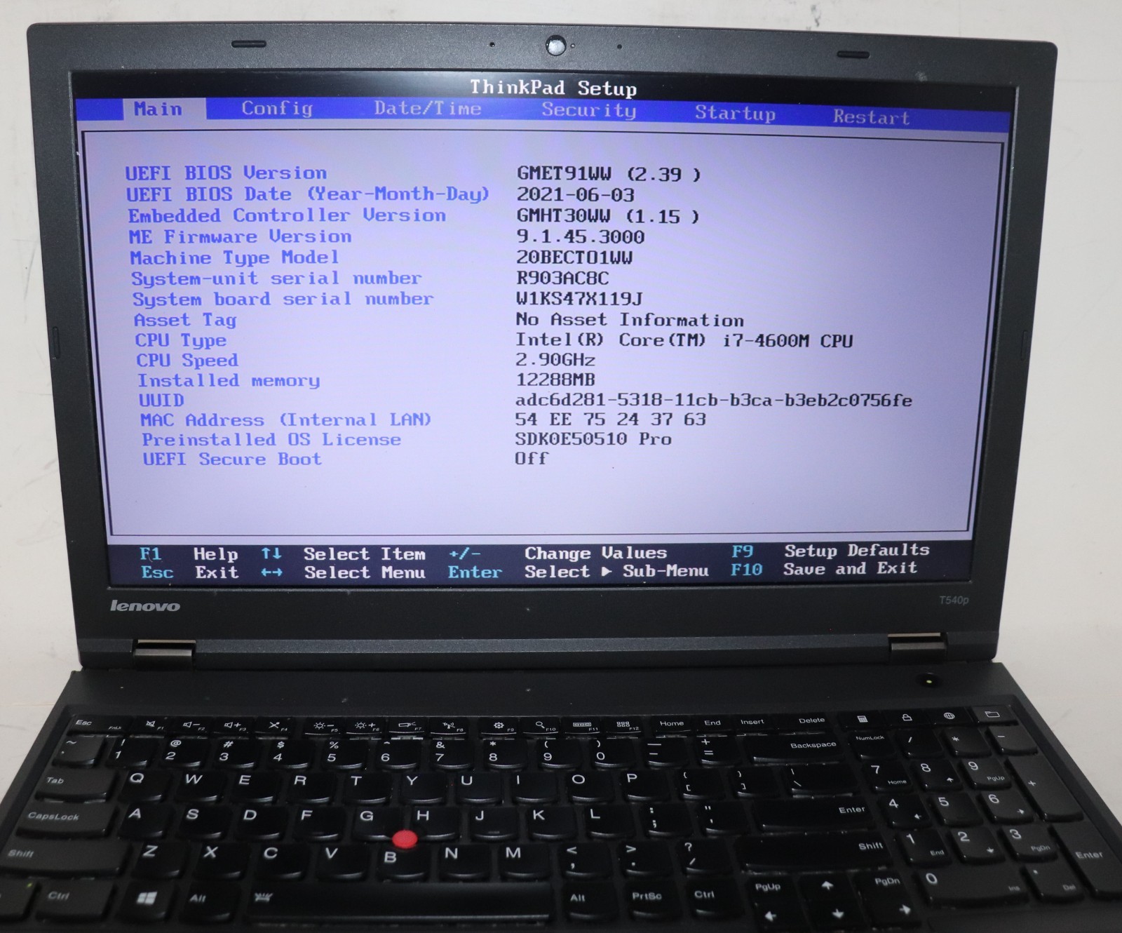Lenovo ThinkPad T540p|Intel Core i7@2.90 GHz|12GB RAM|256GB SSD|Win10|Webcam