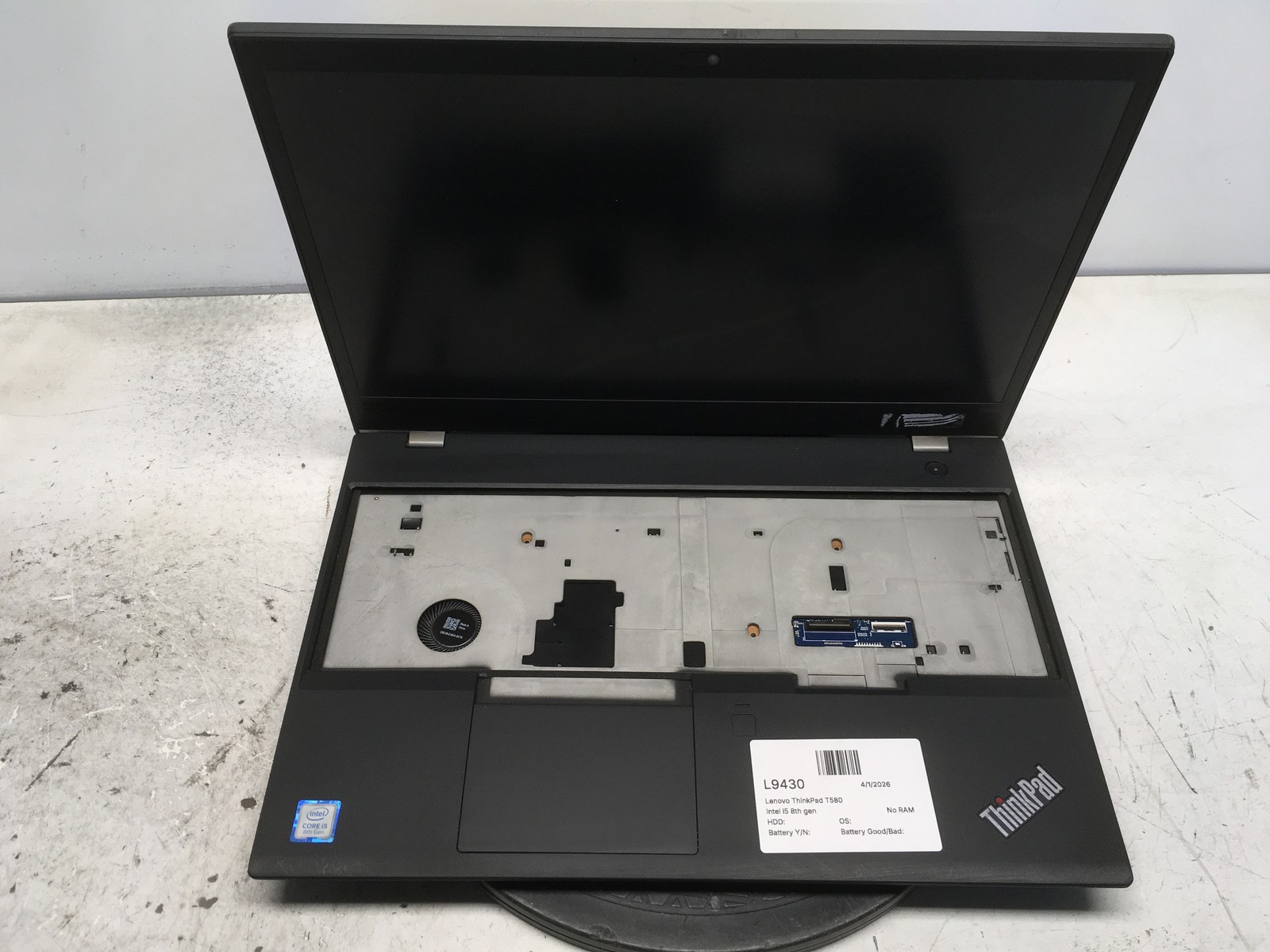 Lenovo ThinkPad T580 Intel i5 8th gen No RAM NO HDD No Batt