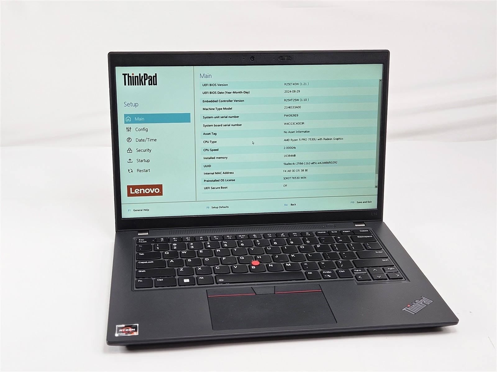Lenovo ThinkPad L14 Gen 4 AMD Ryzen 5 Pro 7530U 16GB 256GB SSD 14″ FHD Radeon